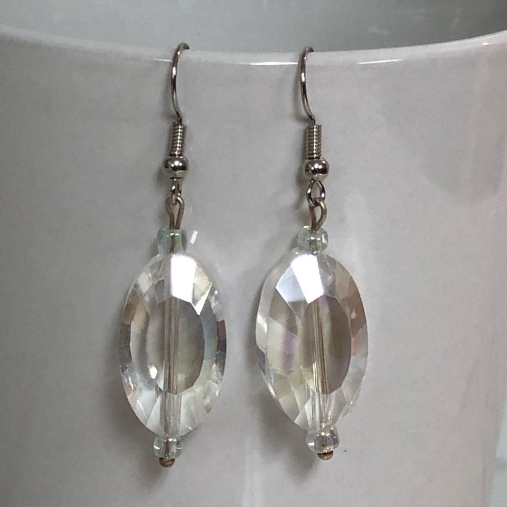 Clear faceted bead earrings